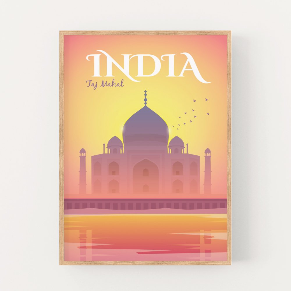 캔버스 인테리어 포스터 액자 북유럽 모던 대형 일러스트 그림 인도 타지마할 India : 인더플랫