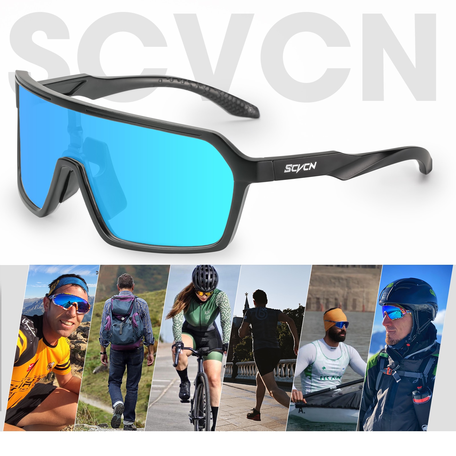 자전거고글 선글라스 SCVCN 남녀공용 Photochromic 사이클링 안경 : 가로수-1