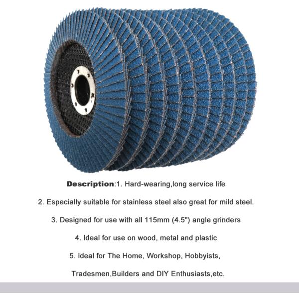 지르코니아 플랩 디스크 115mm, 샌딩 4.5 인치 40/60/80/120 그릿 그라인딩 휠 블레이드, 앵글 마감, 10 개 : lunapamalle