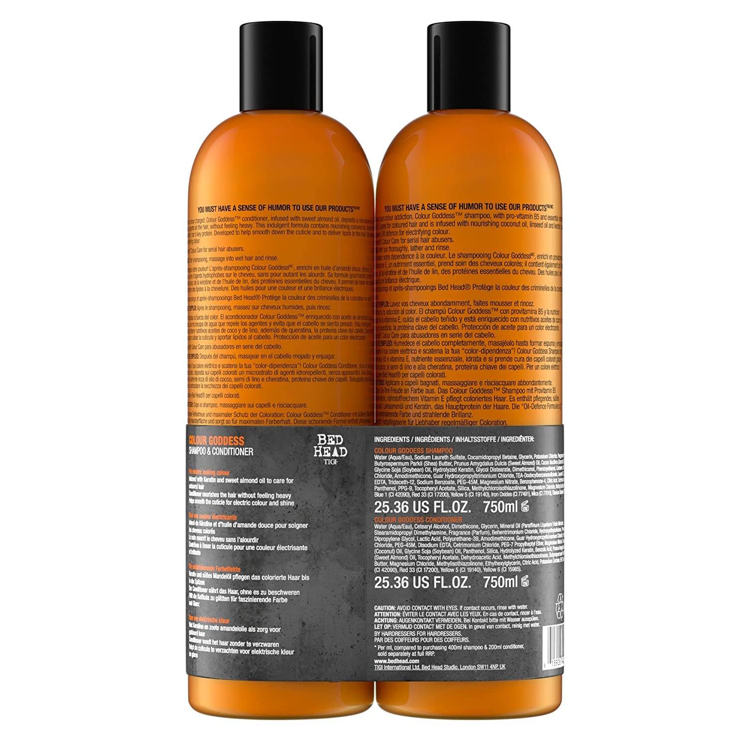 TIGI Bed Head 샴푸 컨디셔너 세트 주황색 750ml x2 염색모발용 : conyshop