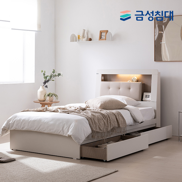 [금성침대 x 베드리움 콜라보 기획전] LED 모션센서 침대(SS/Q)+릴렉서 유로탑매트리스 SET : 금성침대