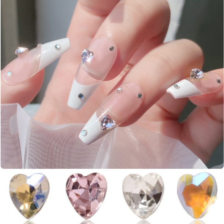 4mm 쿠션컷 미니 하트 스톤(5개입) 젤 네일 아트 웨딩 셀프 재료 : 모든재료