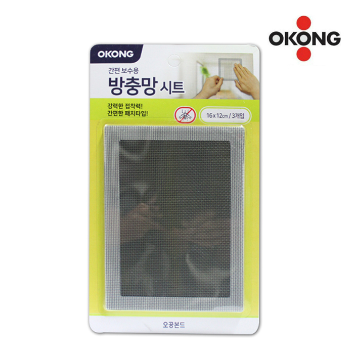 오공 보수용 방충망 시트 12X16cm 사각형 1매입 모기장 테이프 창문 베란다 보수 : MRO마트 3M대리점