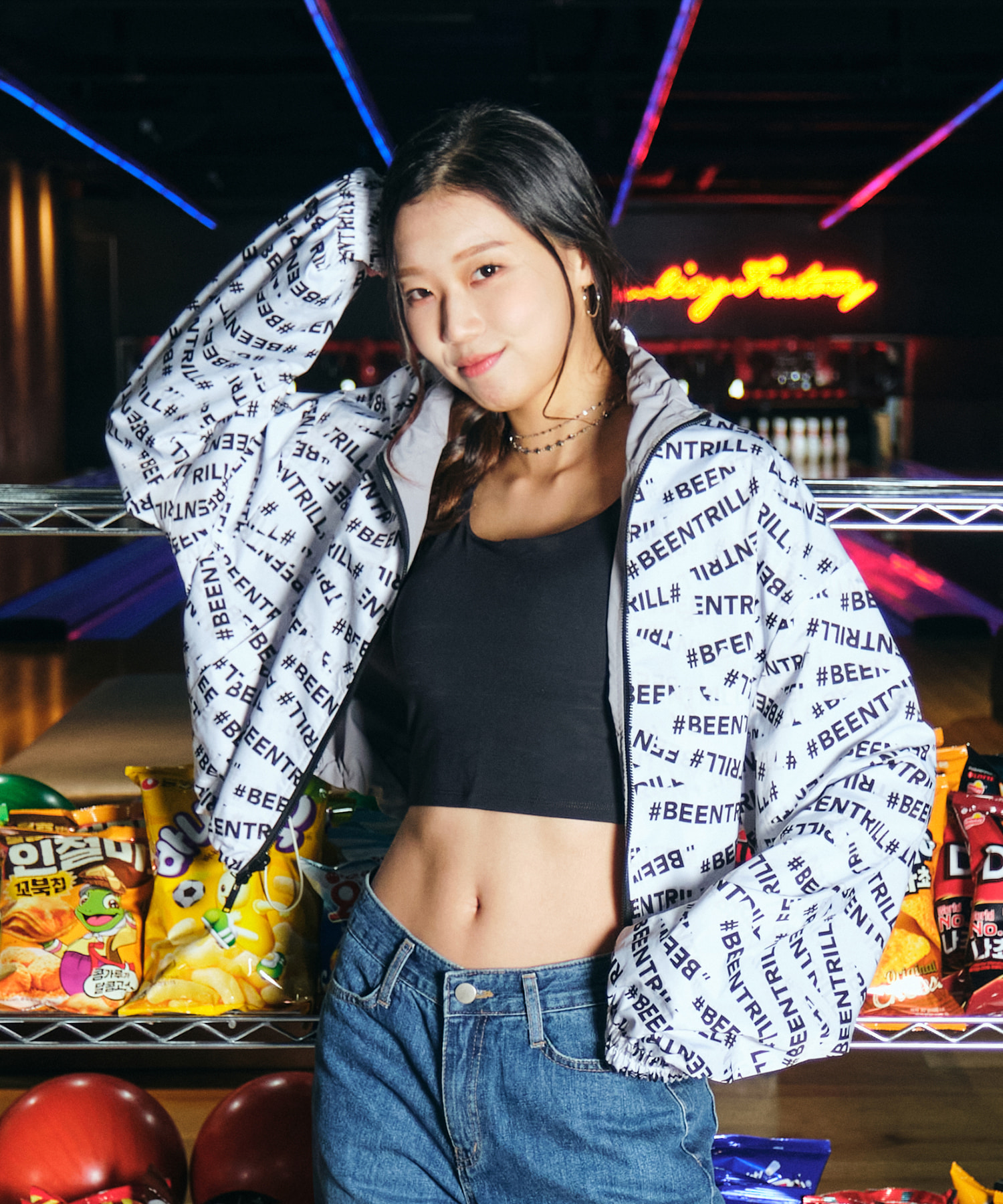 테이핑 아트 리버시블 여성 크롭핏 점퍼 : 빈트릴 전주점