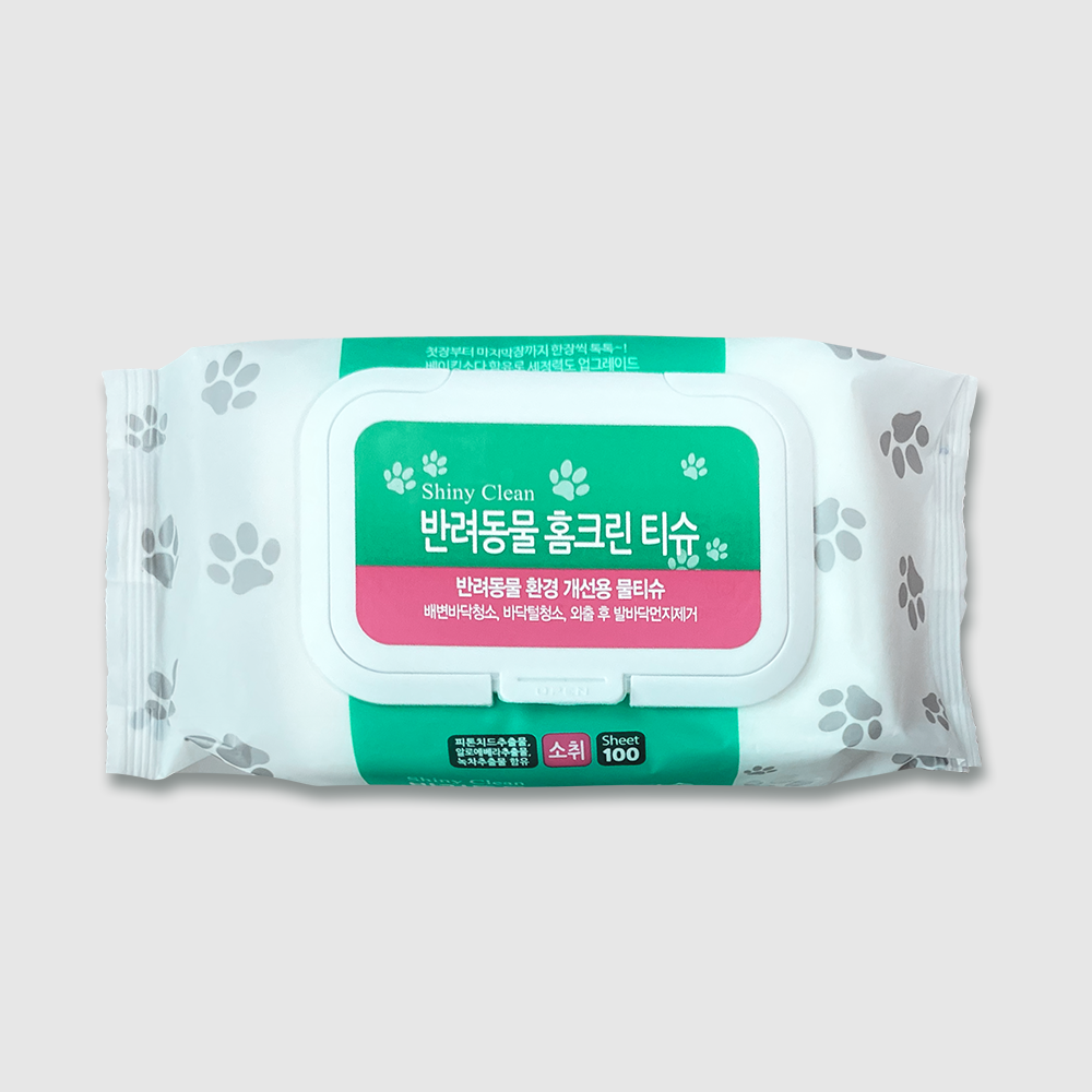 [에브리쓱싹] 샤이니클린 반려동물 홈크린 티슈 (100매)-베이킹소다 피톤치드 : 똑똑한집사