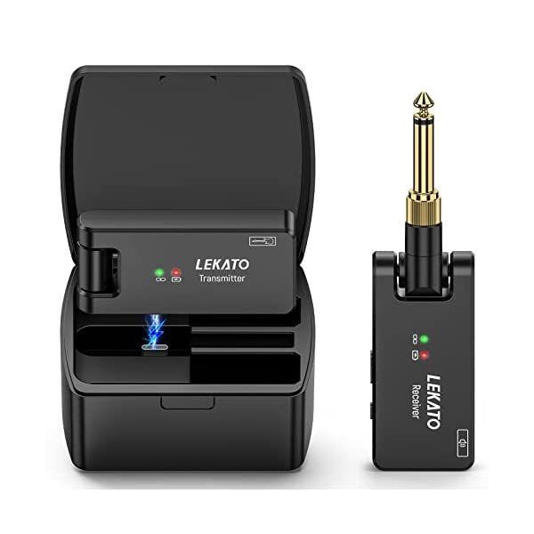 충전 케이스 포함 레카토 LEKATO 무선 기타 시스템 송신기 수신기 일렉트릭 베이스용 2.4Ghz 충전식 오디오 시스템WS 100100207 : 반디네상회