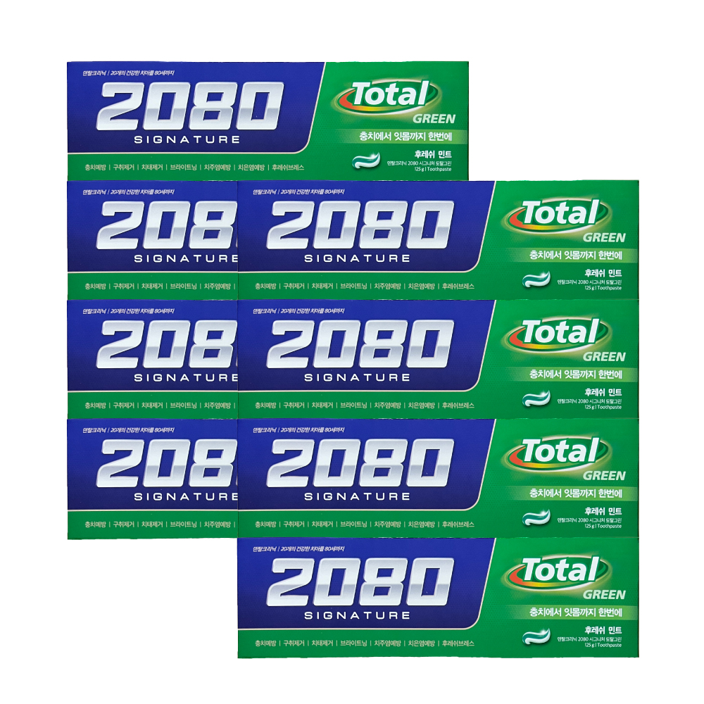 2080 시그니처 토탈블루 치약 125g x 8개 오리지날 민트 : 그린팩토리