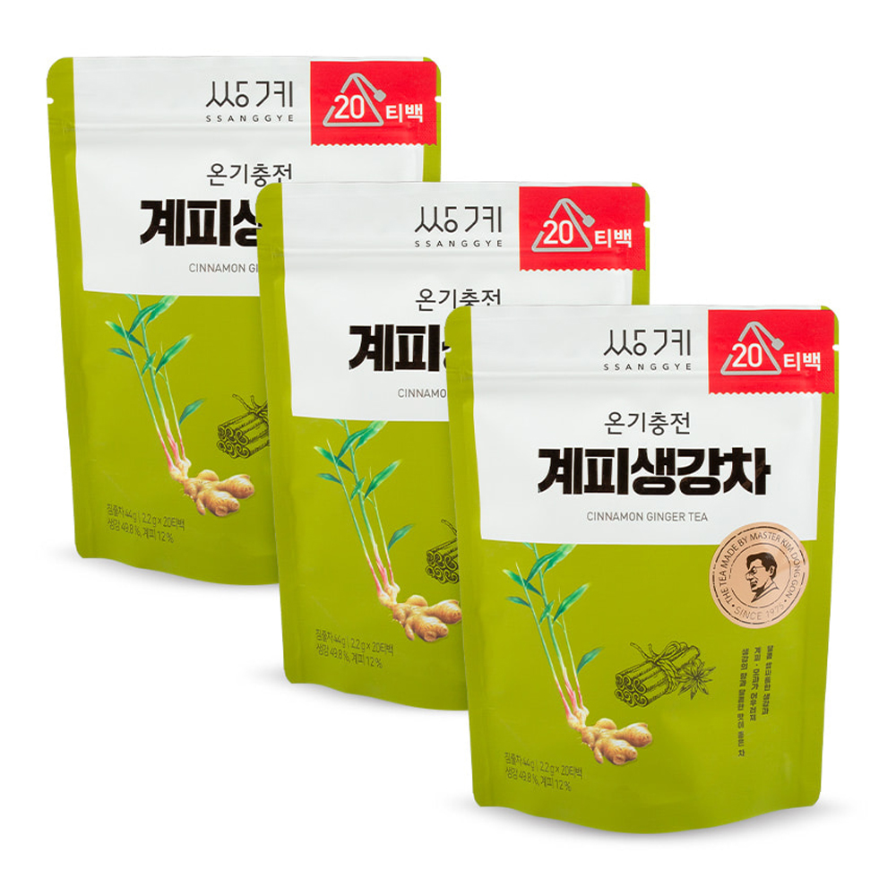 쌍계명차 온기충전 계피생강차 20T x 3개 삼각티백 : 대화유통몰