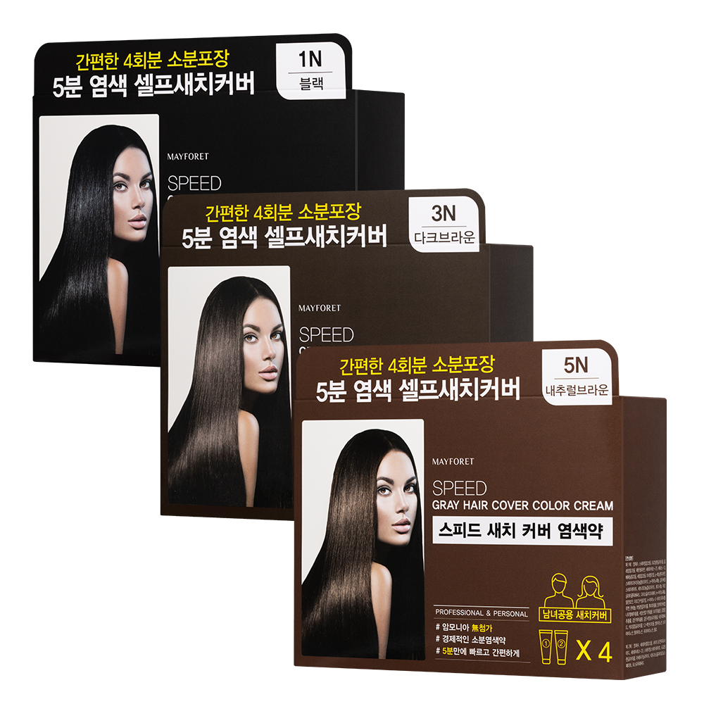 메이포레 스피드 새치 커버 염색약 내추럴브라운 4회분 1세트 : 에스세이지
