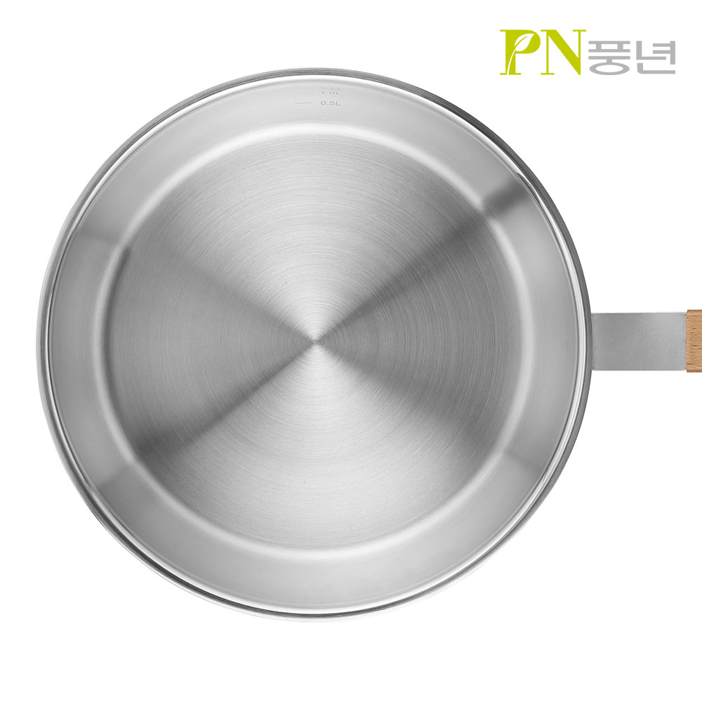 PN풍년 위더스 우드라이트 IH 소테팬 22Cm 스테인리스 통3중/우드핸들 인덕션 : 에이치컴퍼니 주식회사