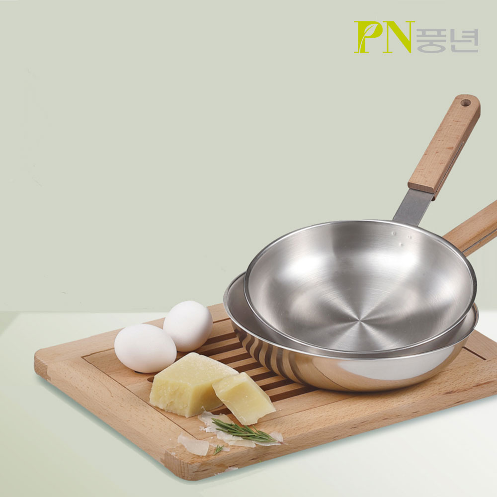 PN풍년 위더스 우드라이트 IH 소테팬 22Cm 스테인리스 통3중/우드핸들 인덕션 : 에이치컴퍼니 주식회사
