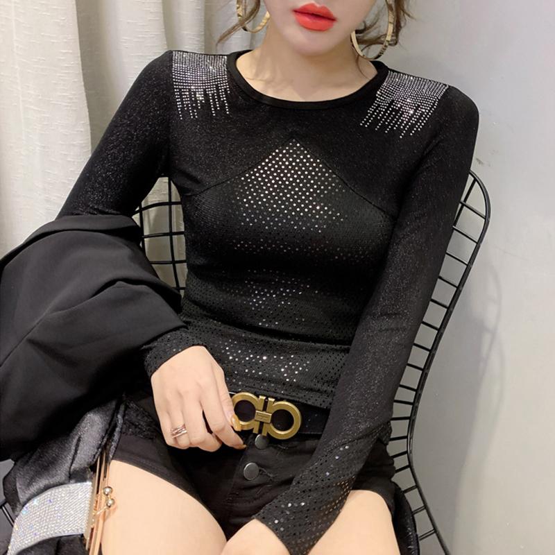 라인 댄스복 상의 방송댄스 줌바 반짝이 스팽글 슬림 이너 셔츠 BB26 : 정말 조아