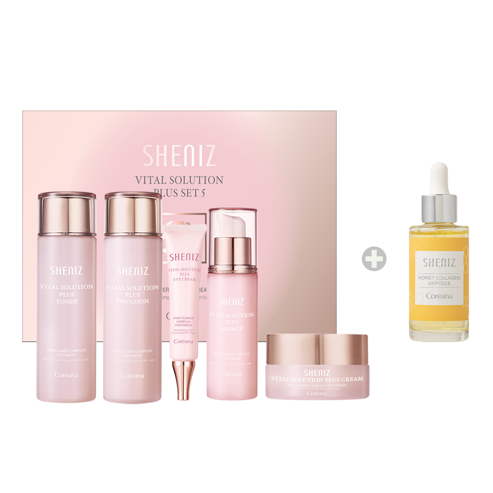코리아나화장품 쉬니즈 바이탈 탄력강화 여성기초 5종 세트+고보습 콜라겐 앰플 50ml : august4korea