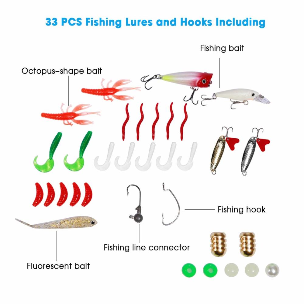 FISHOAKY 낚싯대 세트 1.8m(6피트) 탄소 섬유 텔레스코픽 스피닝 낚싯대 및 릴 콤보 낚시 장비 라인 루어 태클 후크 릴 캐리어 백 여행 바닷물... 