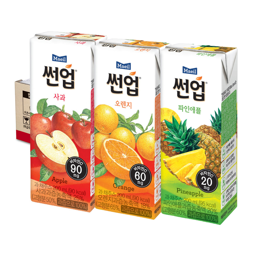 매일유업 썬업 과일야채샐러드 200ml 혼합구성 그린+퍼플+레드 각 8팩(총24팩) : 매일유업공식대리점