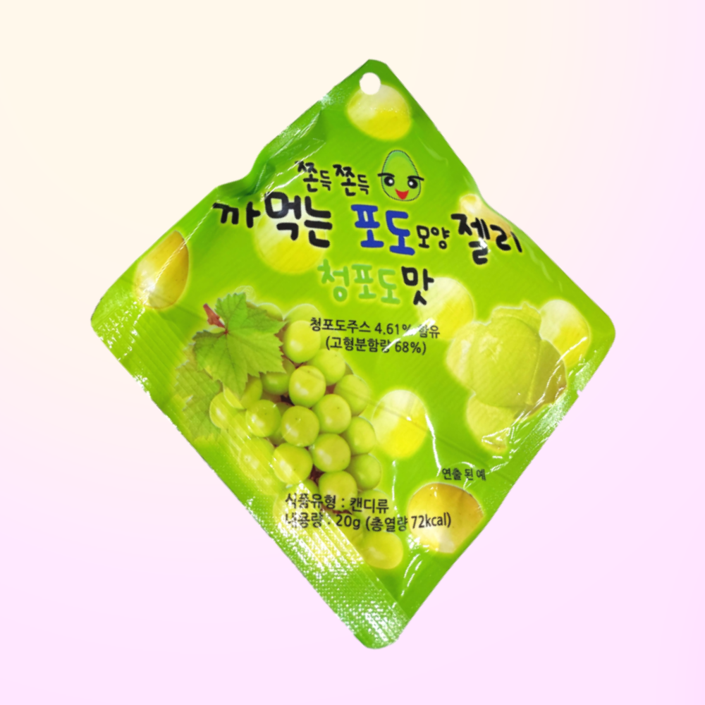 쫀득쫀득 까먹는 포도모양 젤리 청포도맛 20g 청포도 젤리 : 믿고먹고