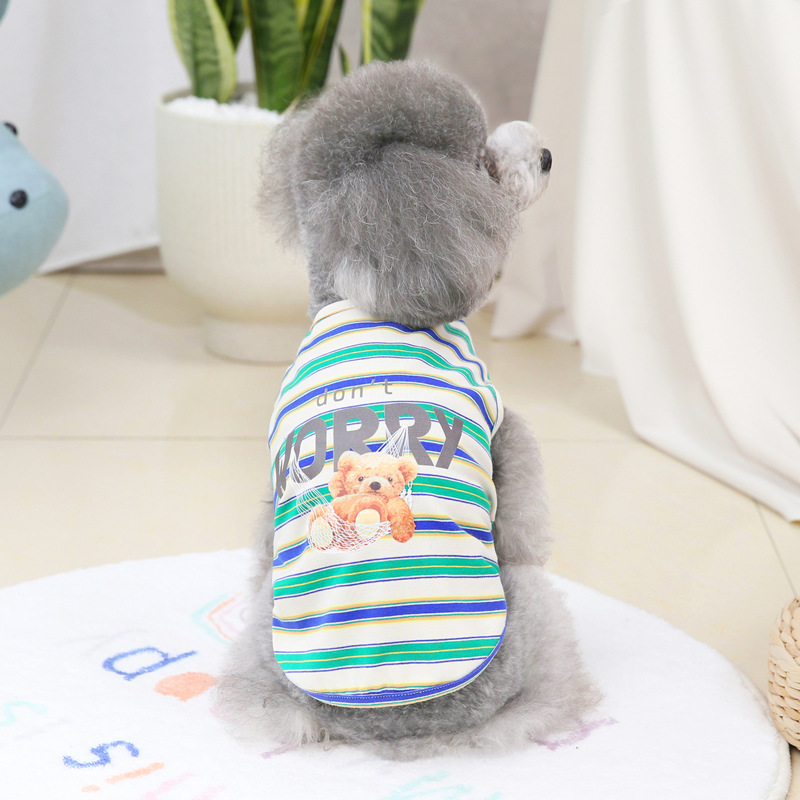 마일로앤코코 곰돌이 스트라이프 강아지 티셔츠 애견 봄옷 나시 새끼 아기 소형견옷 반려견옷 : 마일로앤코코