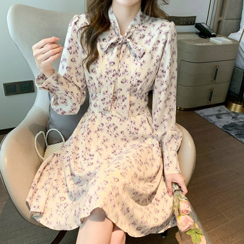 [ 워드로브 레이디 ] 플라워 스트링 플레어 원피스 여성 플라워패턴 샤랄라원피스 쉬폰원피스 플레어스커트 봄옷 봄원피스 : 수앤수 워드로브