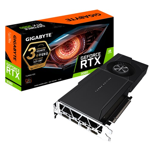 신품 GIGABYTE 지포스 RTX 3080 TURBO V2 D6X 10GB 블로워 Blower (rev. 2.0)  (rev. 1.0) V1 새제품 서버용 원팬
