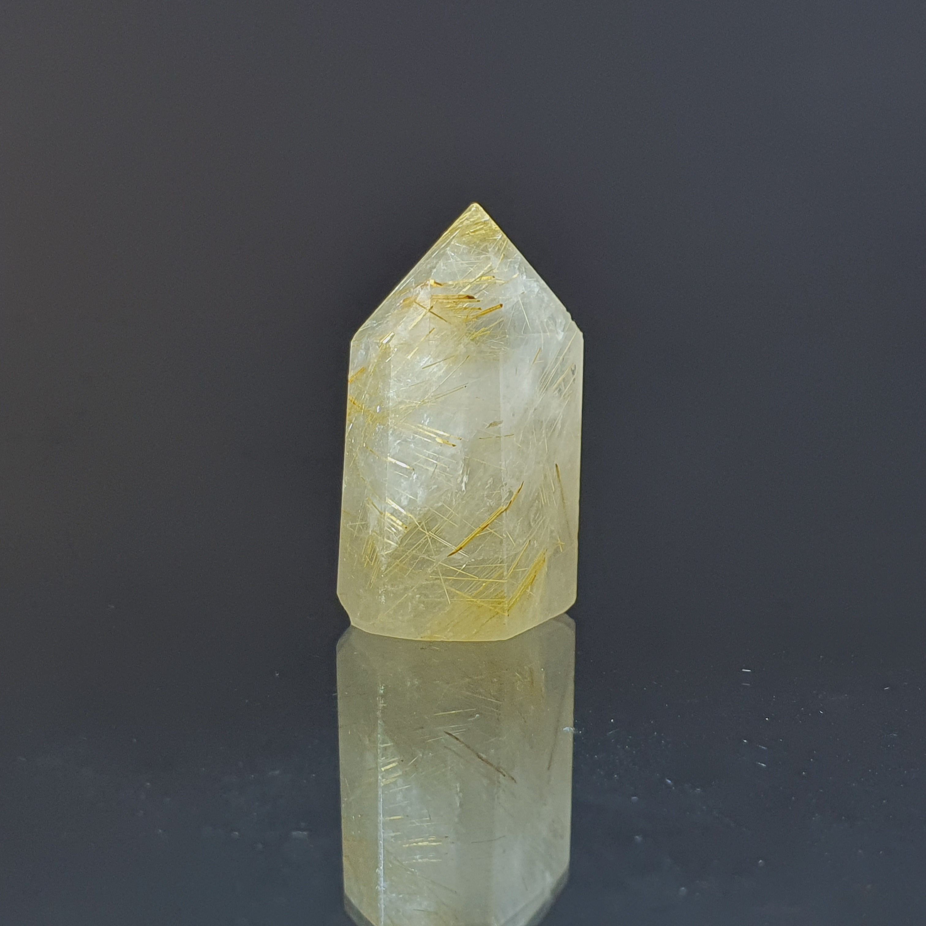 브라질 골든 루틸쿼츠 포인트 육각기둥 / 침수정 천연수정 광물표본 금홍석 Rutilated quartz / 루페우스 : 루페우스