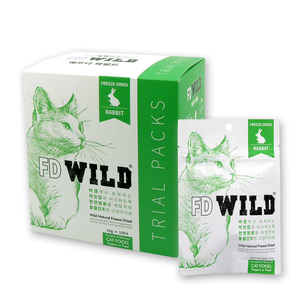 FD WILD 에프디 와일드 고양이 동결건조 사료 트라이얼팩 토끼 10g × 10개입 : 펫월드몰