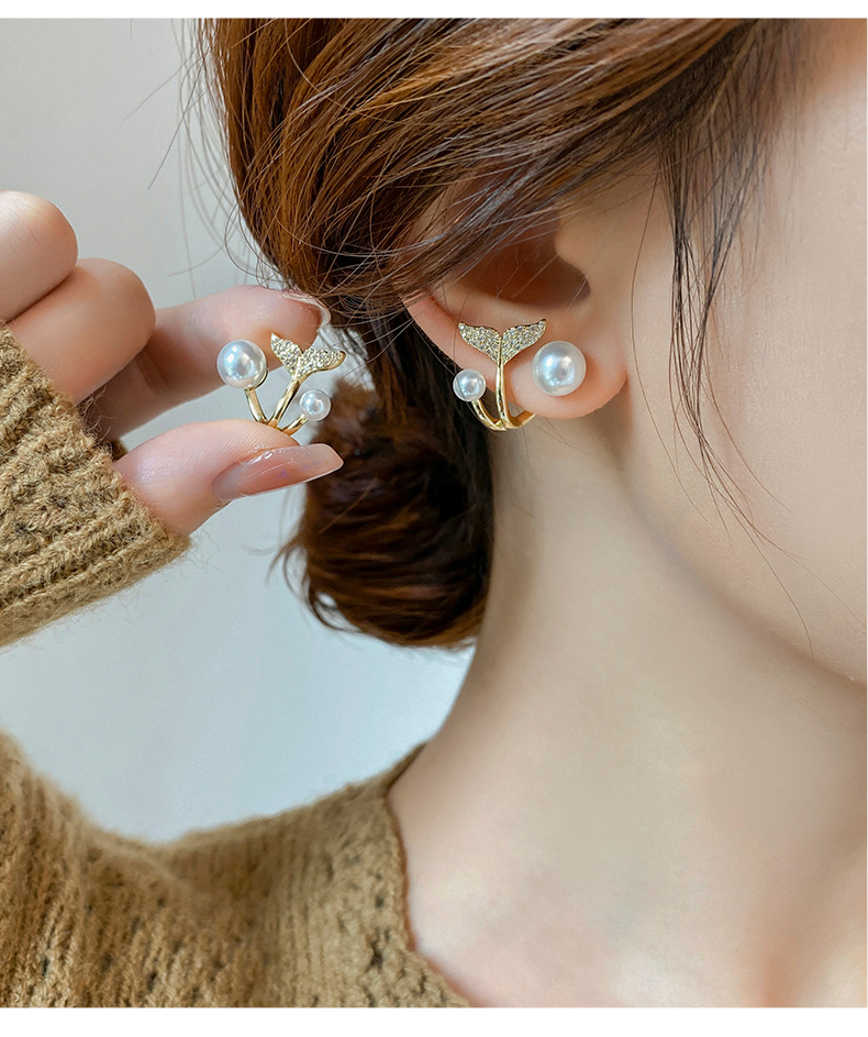 호박마차 925은침 진주 큐빅 귀걸이 귓볼라인 돌고래 이어커브 : 호박 마차