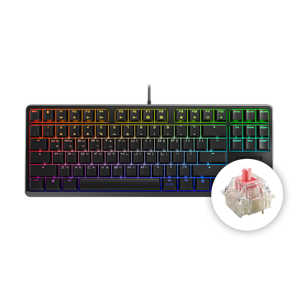 체리 G80-3000S TKL RGB 사무용 기계식 키보드 텐키리스 블랙, 저소음적축 : CHERRY 체리키보드