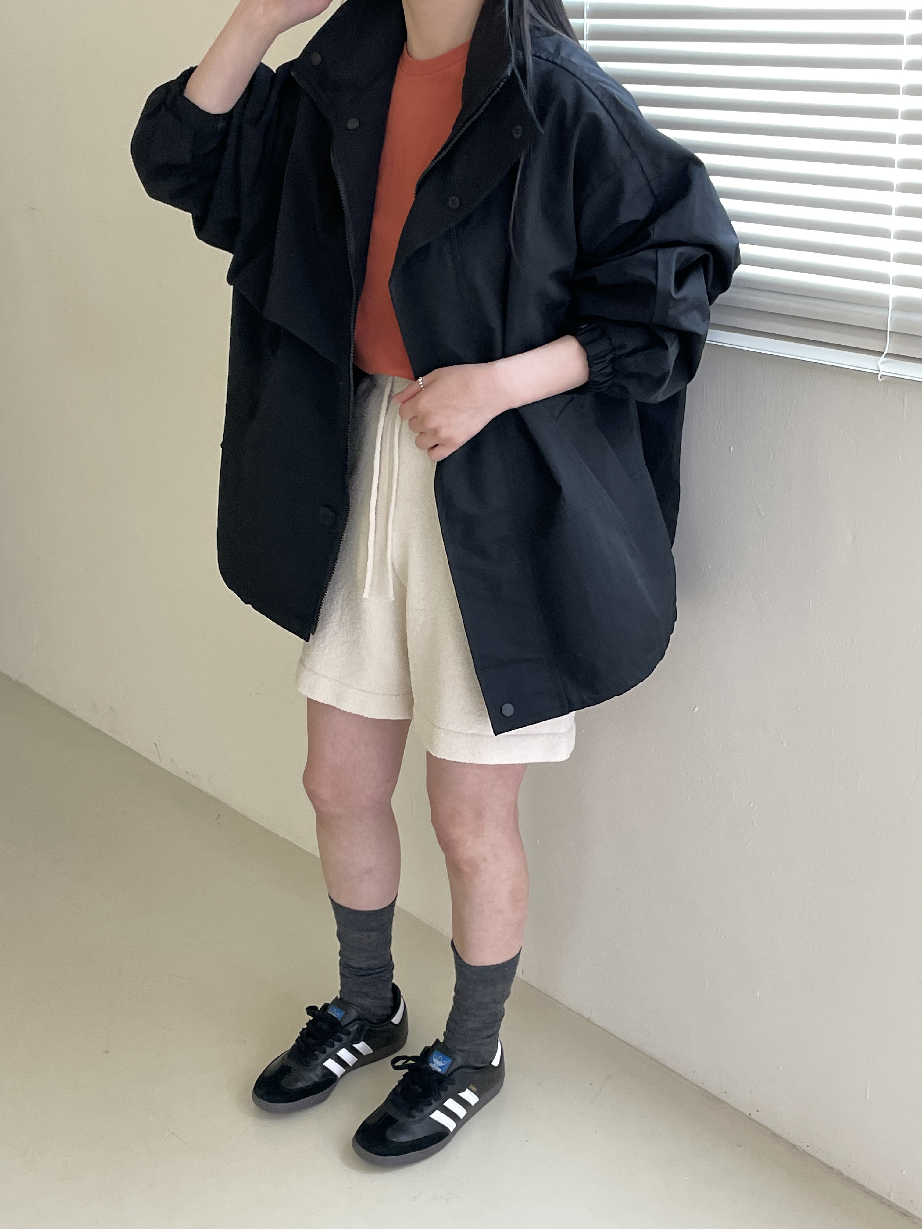 윈드 에어점퍼 (4color) 루즈핏 하프 자켓 : 살롱드무무