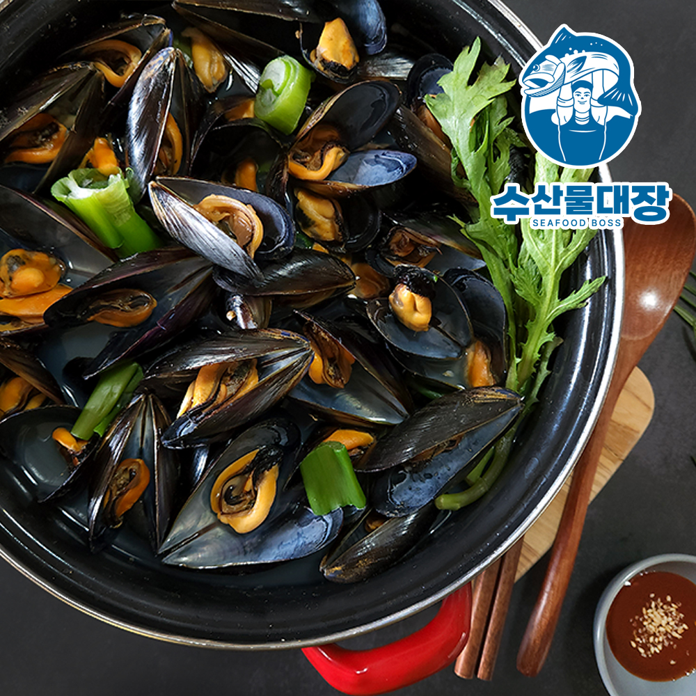 국내산 통영 자숙 피홍합 1kg 냉동 홍합 (손질,세척) : 수산물대장