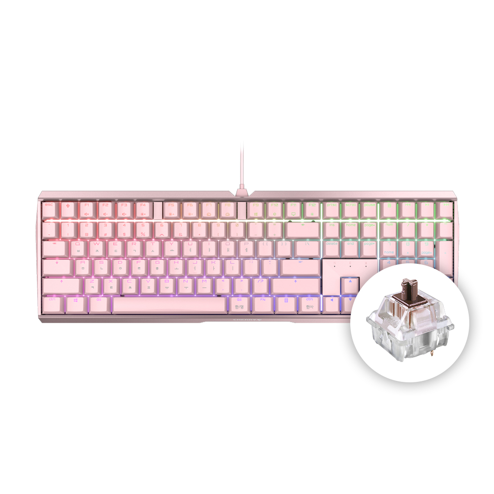 체리 MX 3.0S RGB 풀배열 사무용 기계식 키보드 핑크, 갈축 : CHERRY 체리키보드