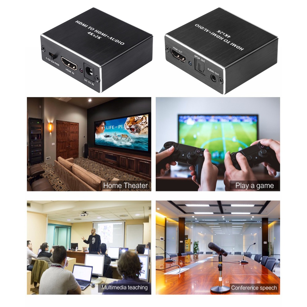 KEBIDU-4K x 2K 광학 TOSLINK SPDIF  HDMI 호환 오디오 추출기 3.5mm 스테레오 변환기 분배기 : 새히유통