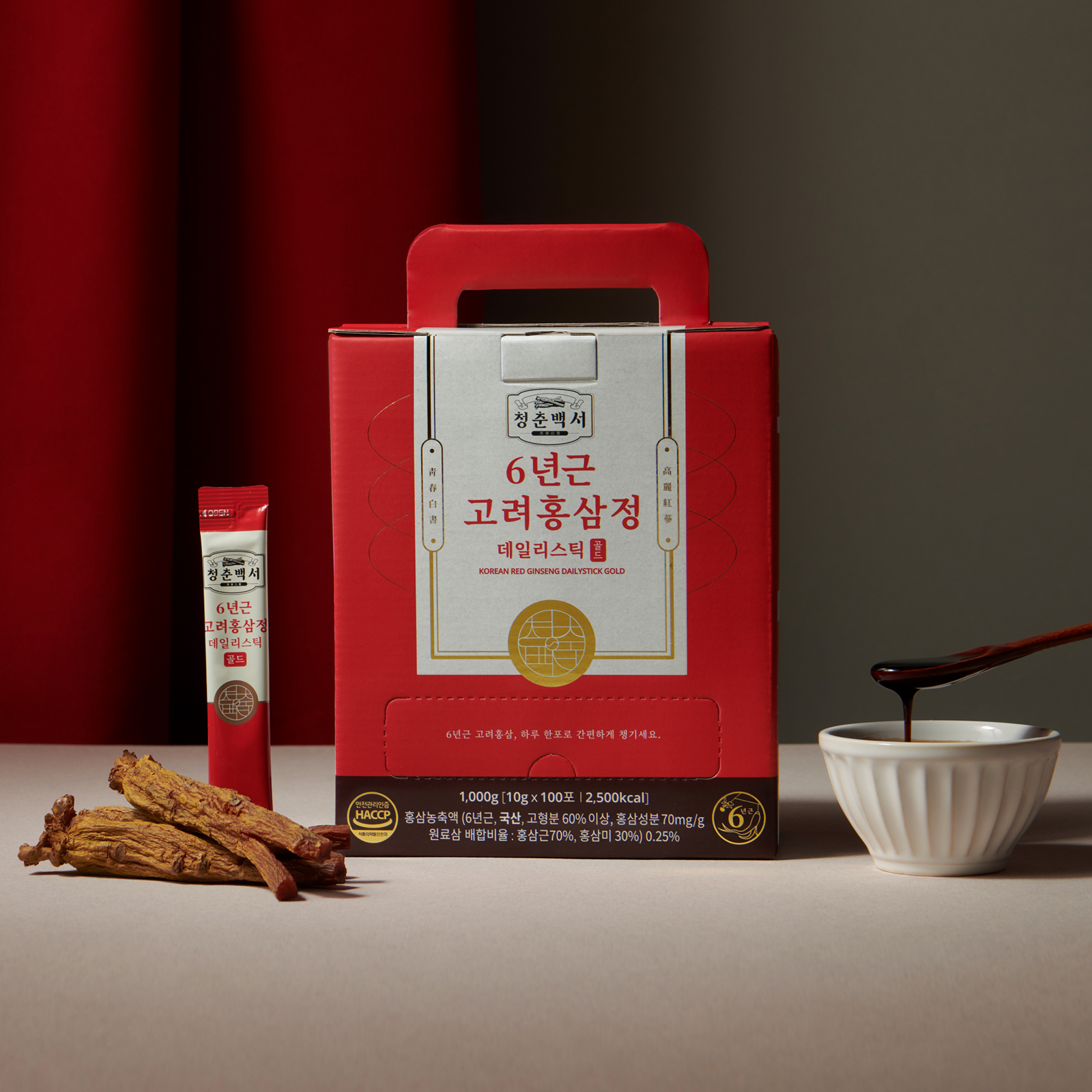 청춘백서 6년근 고려홍삼정 데일리스틱 골드 2박스(200포) / 홍삼근70% : 주식회사 제이마켓