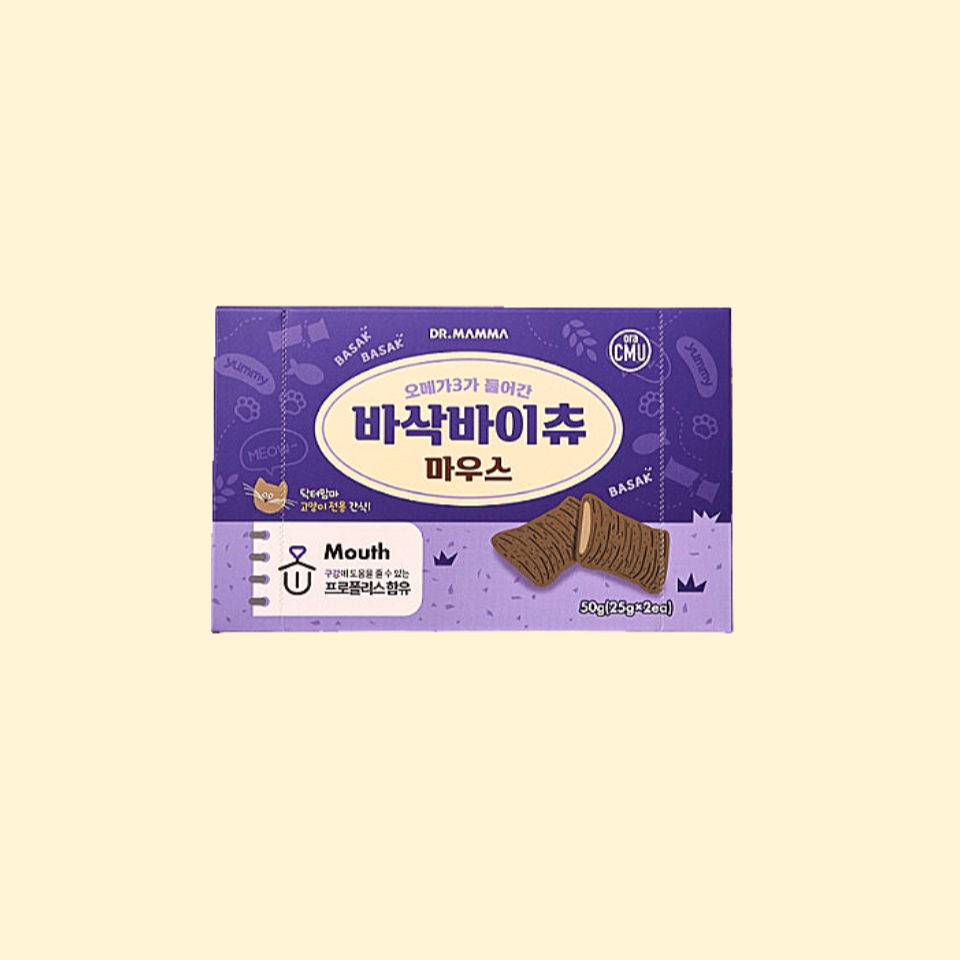 닥터맘마 바삭바이츄 마우스 고양이 구강관리 이빨과자 오메가3 함유 50g : 반가반가