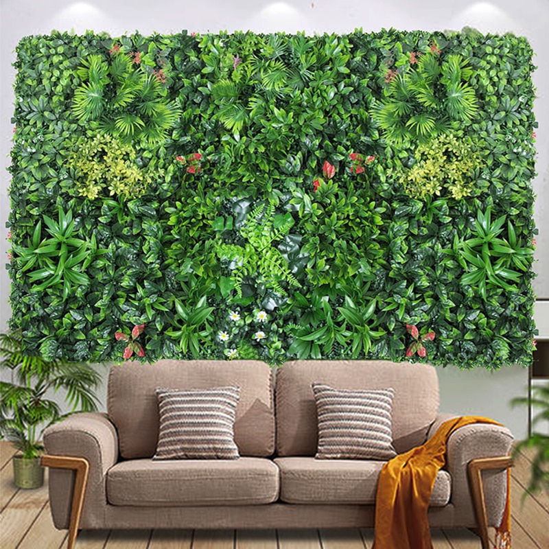 대형조화나무 인공 식물 벽 잔디 꽃 DIY 웨딩 장식 아열대 정원 홈 인테리어 50x50CM : 시아몰시아몰