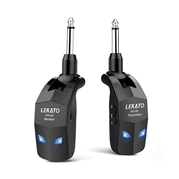 레카토 LEKATO 2.4Ghz 무선 기타 시스템 4 채널 송신기 수신기 오디오 일렉트릭 베이스용 충전식 및 수신기WS 80100193 : 반디네상회