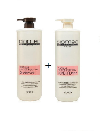 (1+1)바이오메드 프로페셔널 플래티넘 프로테인 퓨리파잉 샴푸1500ml+퓨리파잉 컨디셔너 1500ml/대용량 : 셀럽뷰티헤어