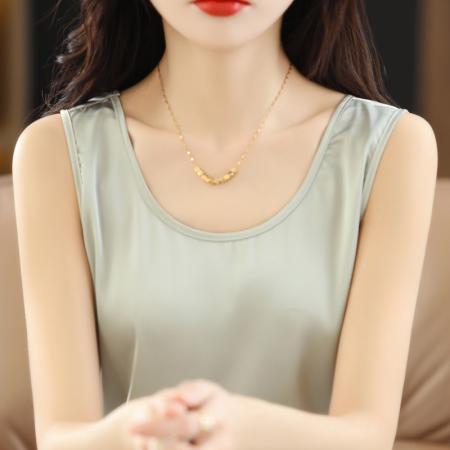 여름 여성 블라우스 반팔 민소매 남방 브라우스 신상품 패션 실크 얇은 티셔츠 슬립 옷 우아한 탑 솔리드 루즈 캐주얼 캐미솔 의류 : 지유하우스