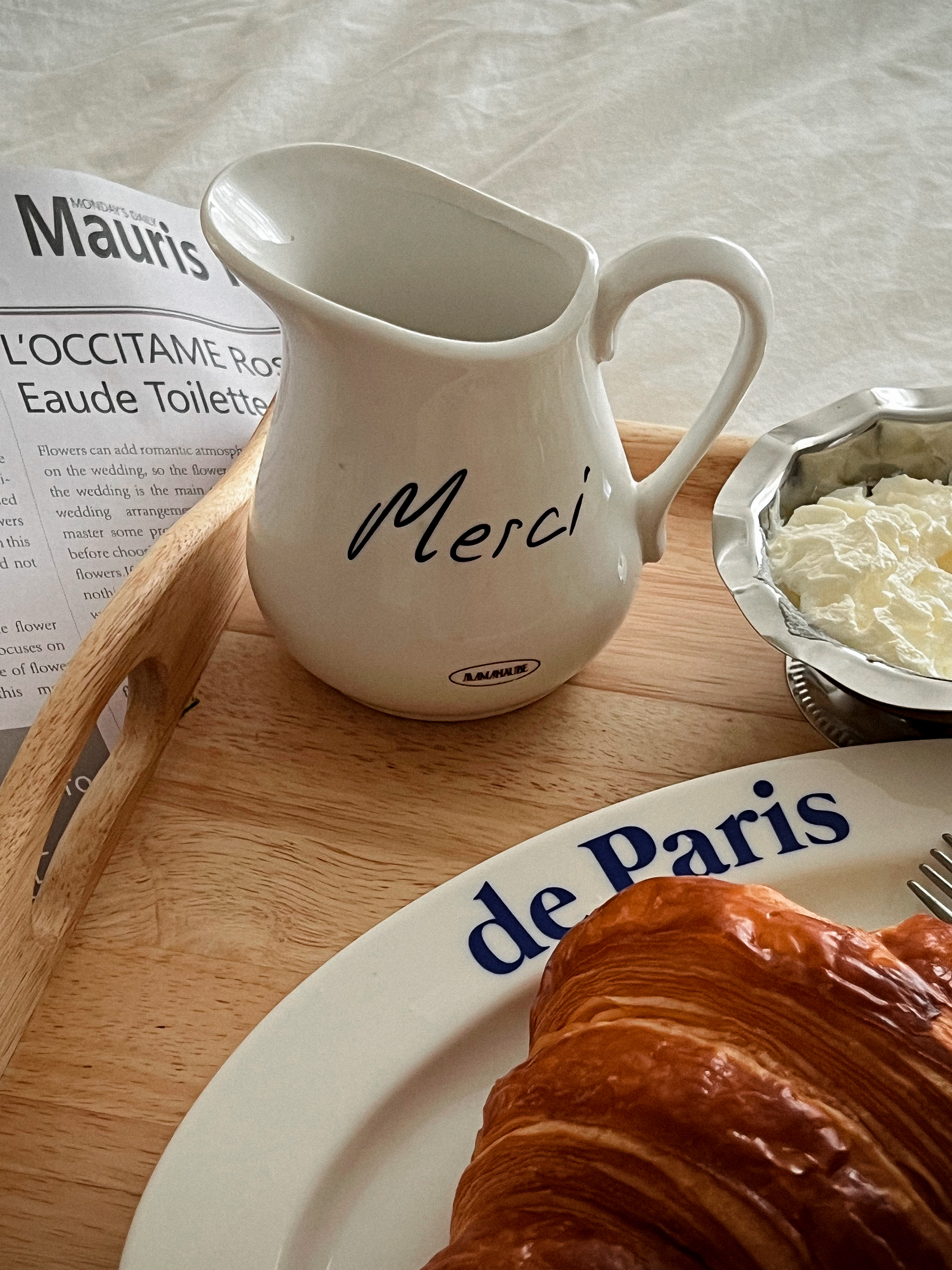 Merci 소스저그 (300ml) / 메르시 레터링 홈카페 밀크저그 : 마망오브