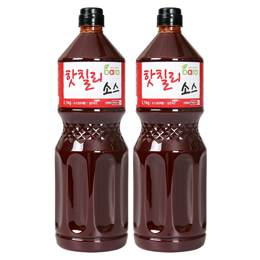 바로 핫 칠리 소스 2.1kg (2병) 매운 매콤 치킨 타코 튀김 양념 핫소스 쌀국수 국물 : 바로소스