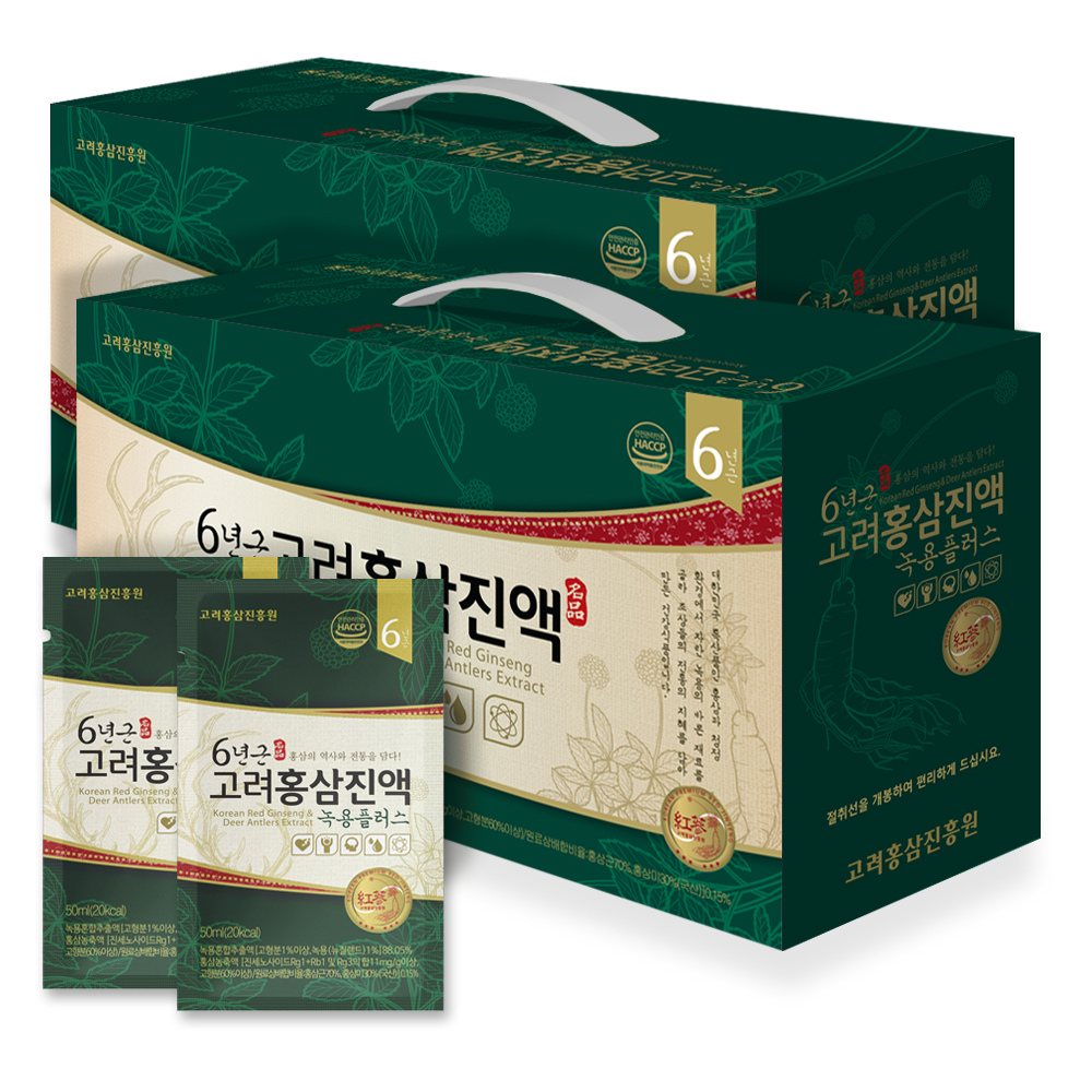 (1+1)고려홍삼진흥원 6년근 고려 홍삼 진액 녹용플러스 50ml 30포/ 2박스 : 고려홍삼진흥원