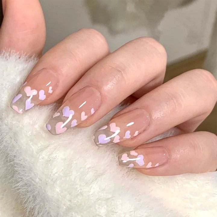 걸스코코 네일팁 하트무늬 셀프네일아트 붙이는 젤네일 인조손톱 NAIL-N384 : 걸스코코