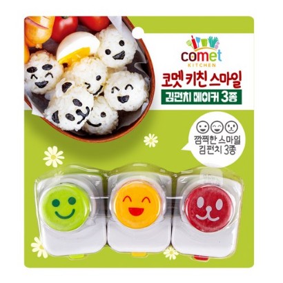 코멧 키친 스마일 김펀치 메이커 3종, 혼합색상, 1세트 : 느끼미야