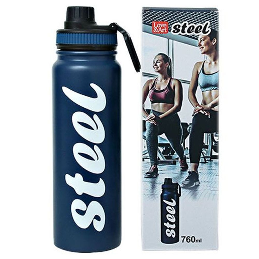 760ml 물병 원터치 물통 예쁜 텀블러 보틀 1P 블루 헬스 휴대용 스포츠 보냉 : 윤성팡