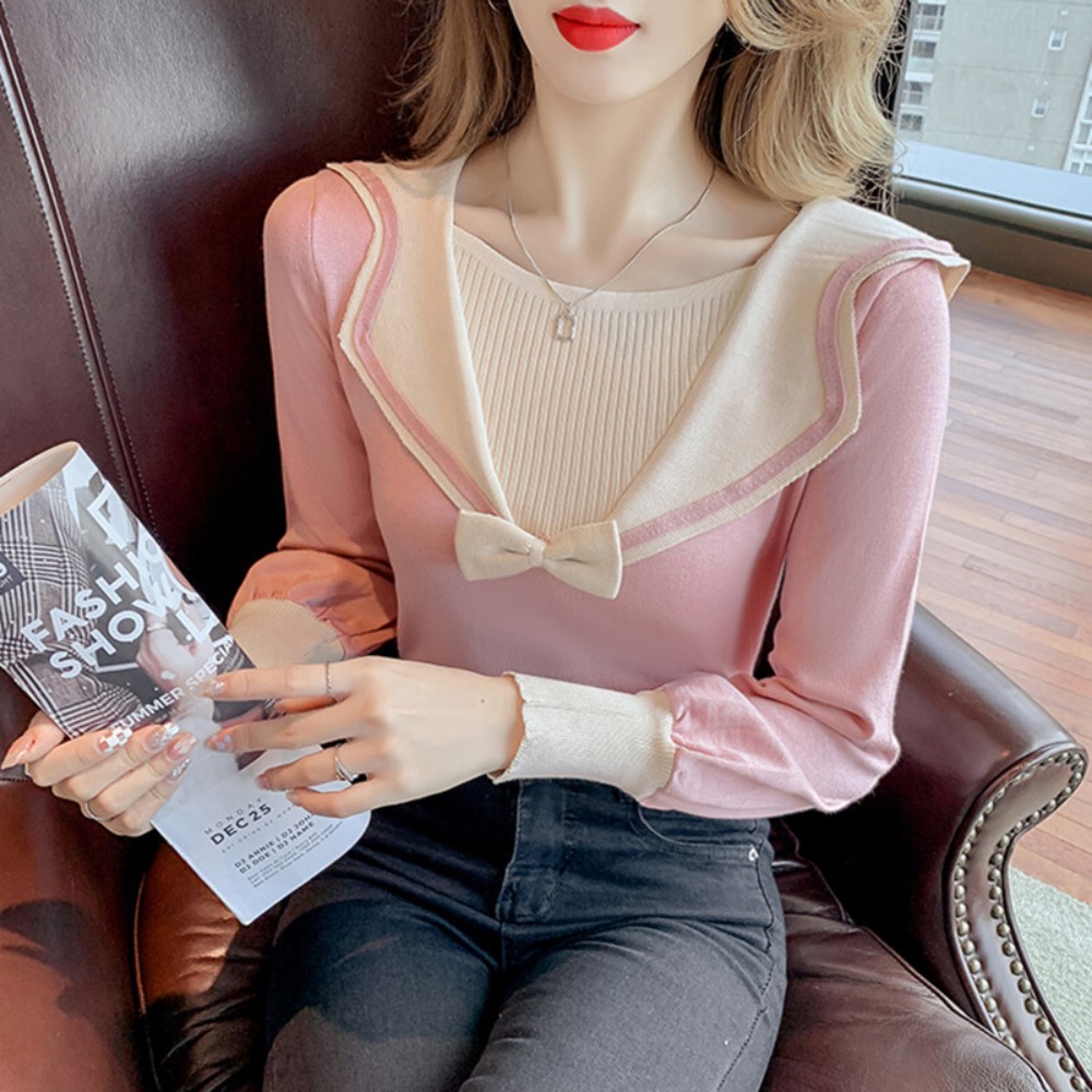 여자 봄 패션 긴팔 니트 티셔츠 MN951660410 : 한국명보 주식회사