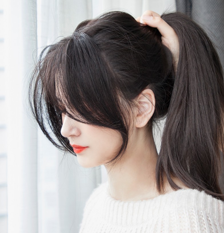 인모 슬림 긴 앞머리 2P 세트 옆머리 가발 자연스러운 연출 : 피플앤제이