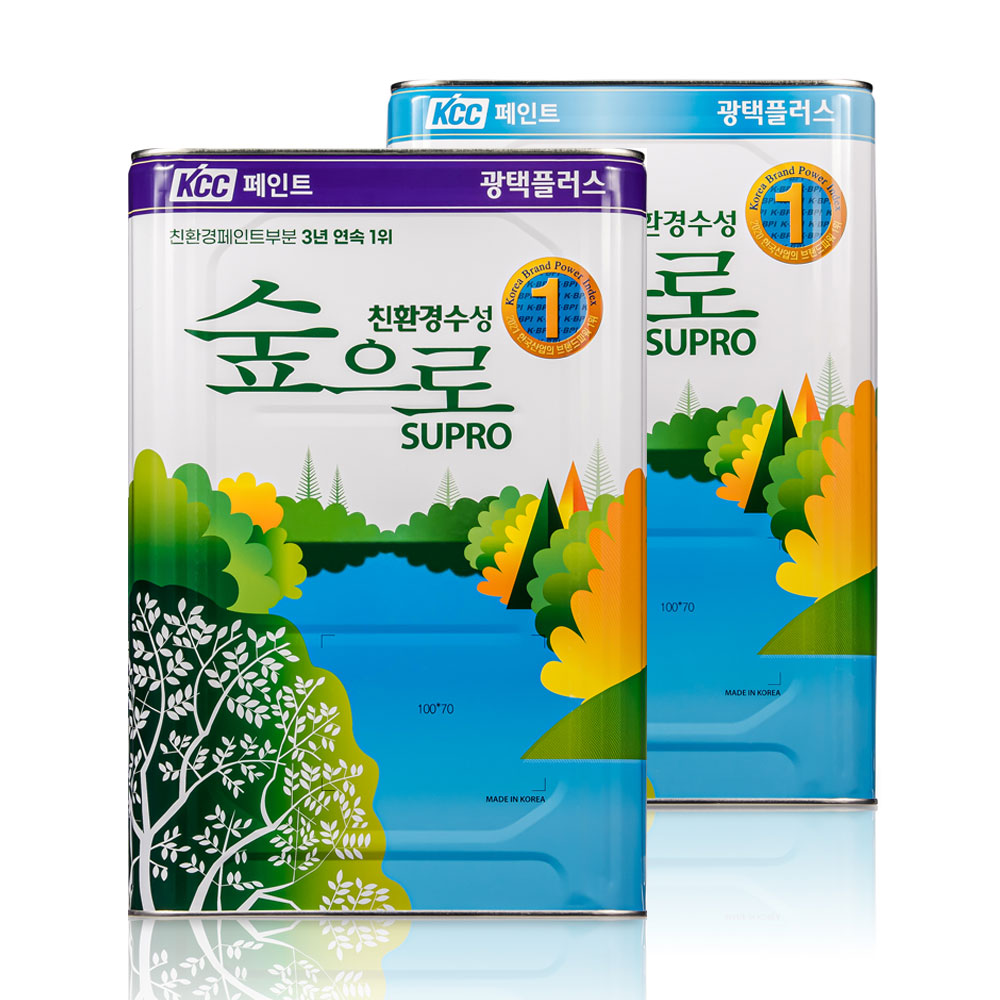KCC 숲으로광택플러스(무광)-백색 18L 건축용 벽면 수성 광택 도료 : 올바른페인트