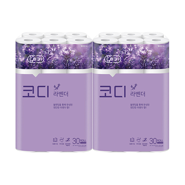코디 라벤더 파워엠보싱 30m 30롤 x 2팩 (60롤) : 티에스shop