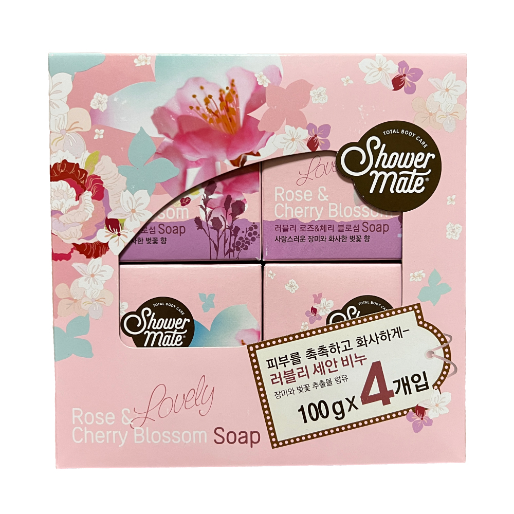 샤워메이트 러블리 로즈 앤 체리블로섬 솝 비누 100g x 4개 : 그린팩토리