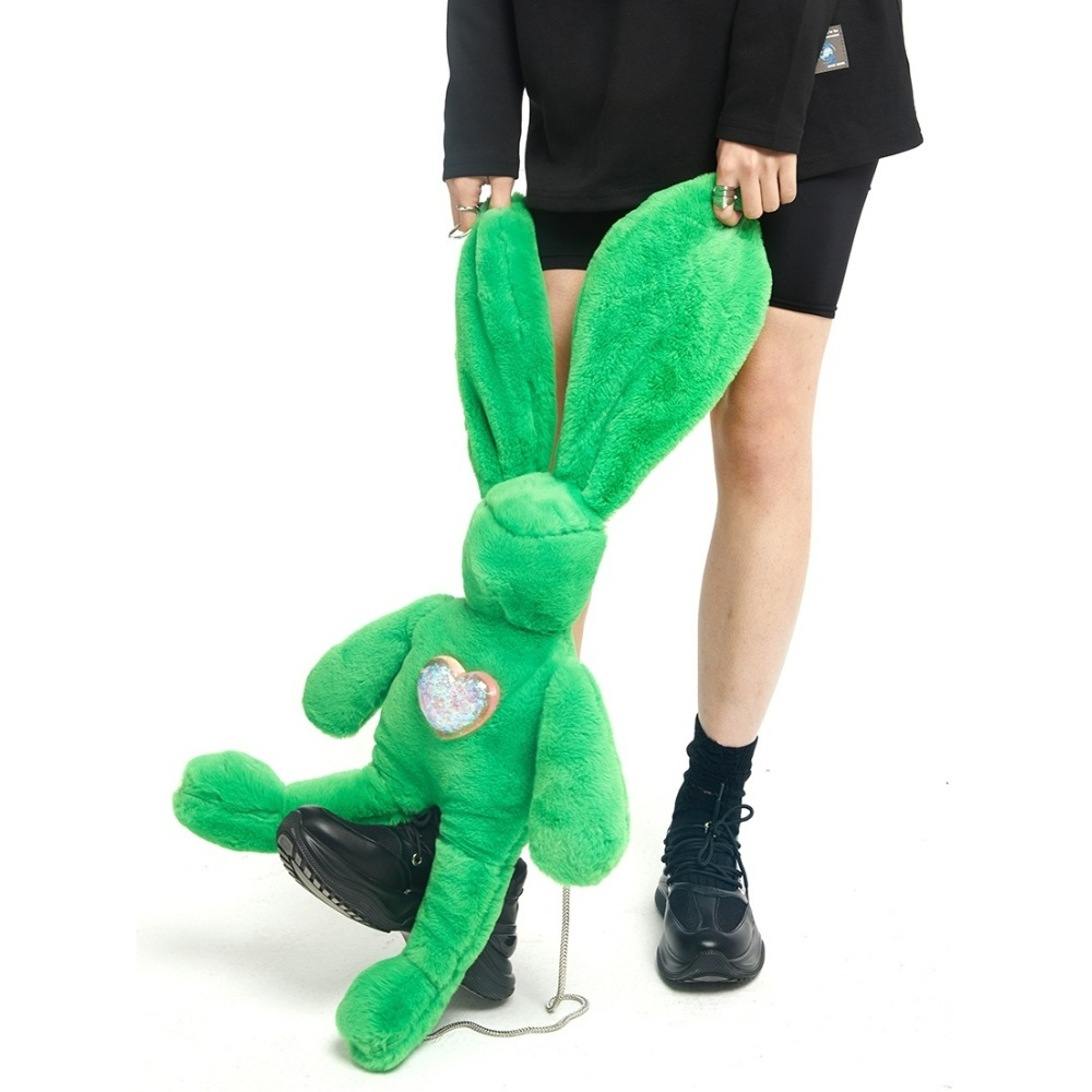 원즈페이버릿 체커보드 뉴진스토끼인형가방 여자 성인 키즈 미니 토끼 인형 소풍 가방 애착인형 인형백 크로스백 : 네코마니아