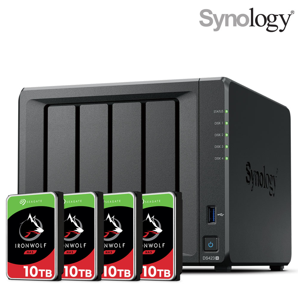 시놀로지 나스 DS423+4bay 아이언울프 하드디스크 10TBX4EA 기업용 NAS 합본 : 시놀로지공식총판
